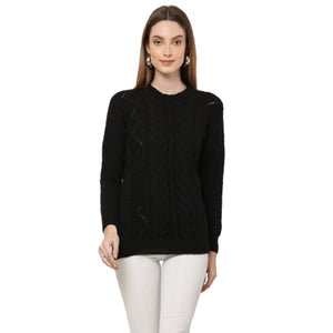 Organic Wool   |  Pullover  with 2 Pockets |  Black - Mojopanda Organic  Store