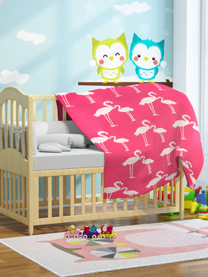 Flamingo Pink Knitted AC Blanket/Quilt for baby | 100% Cotton - Mojopanda Organic  Store