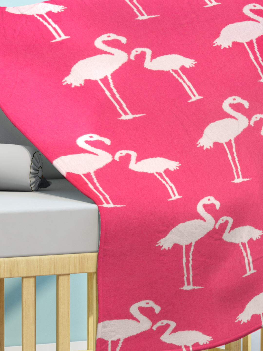 Flamingo Pink Knitted AC Blanket/Quilt for baby | 100% Cotton - Mojopanda Organic  Store