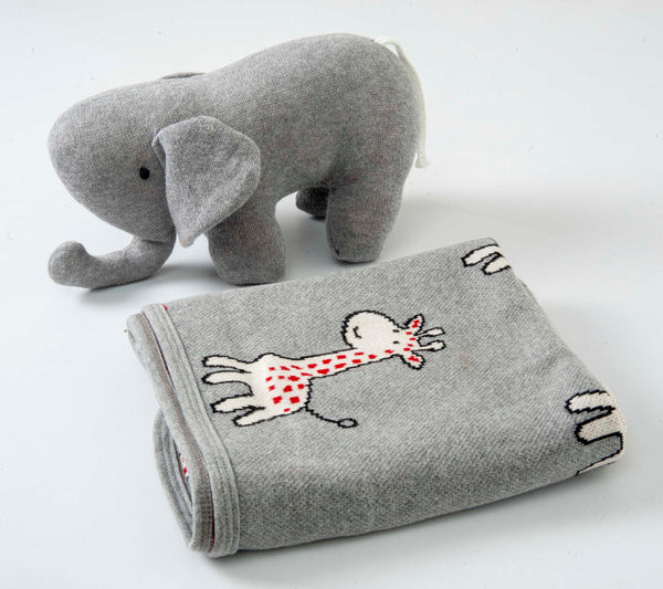 Gift Set of 2 (Blanket with Elephant) | 100% Organic Cotton