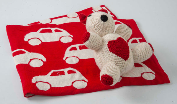 Gift Set of 2 (Blanket with Panda Bear) | 100% Organic Wool & Cotton
