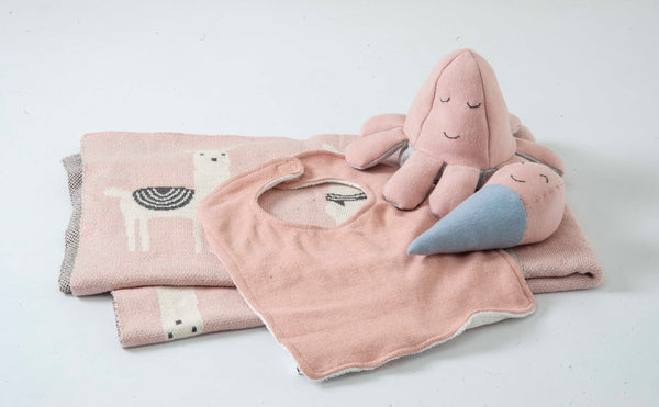 Gift Set of 4 (Blanket with Muslin Bib, Octopus, Ice Cream) | 100% Organic Cotton