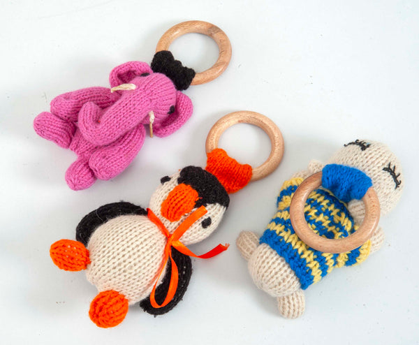 Gift Set of 3 (Penguin, Elephant & Baby Hippo) I 100% Wool