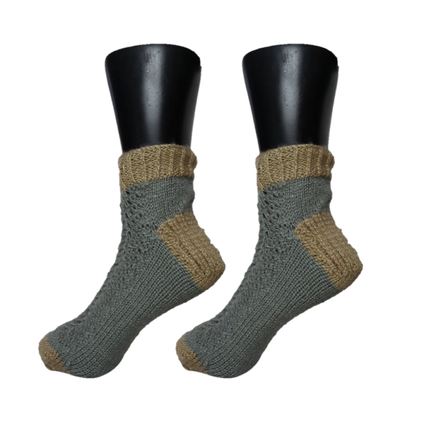 Hand-Knitted-Woollen-Socks-Men-Gray-Colour
