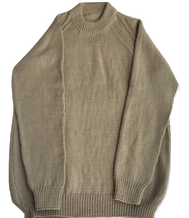 Pullover Round Neck -Beige | For Men | 100% Organic Wool - Mojopanda Organic  Store